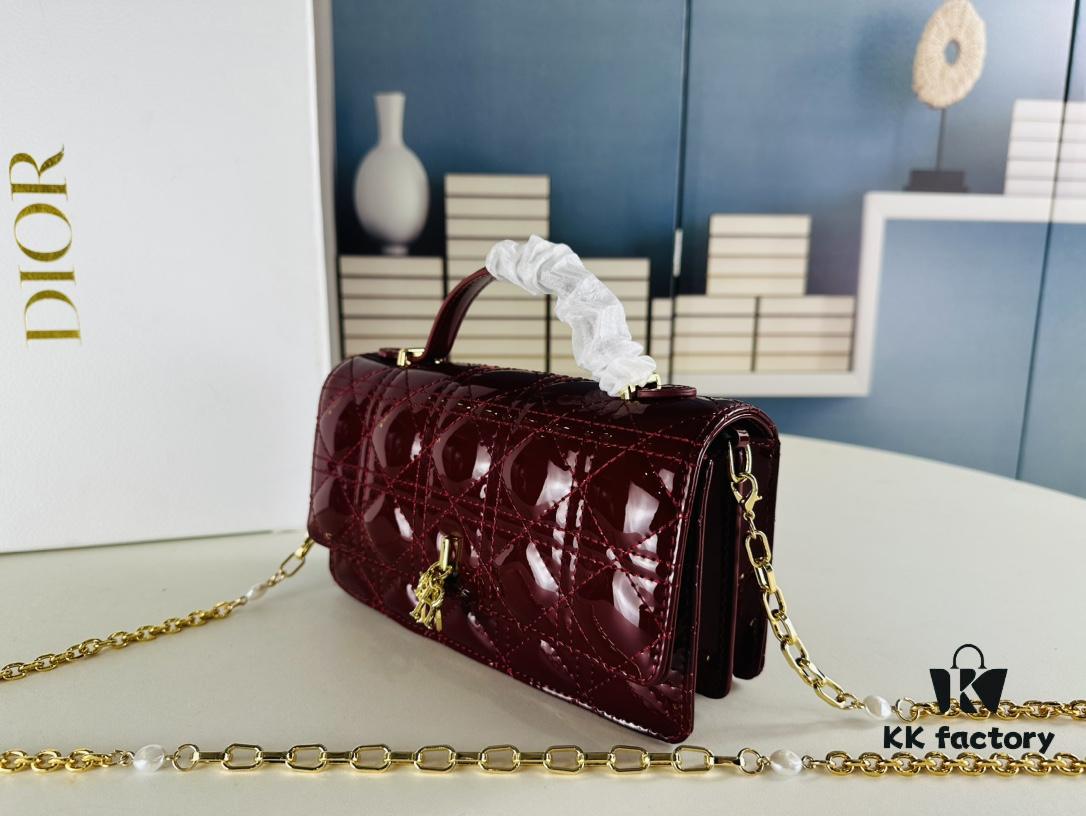 6930995b6e68136f4d9aaa29 Lacquered Lady Dior Pearl Clutch Bag with Box