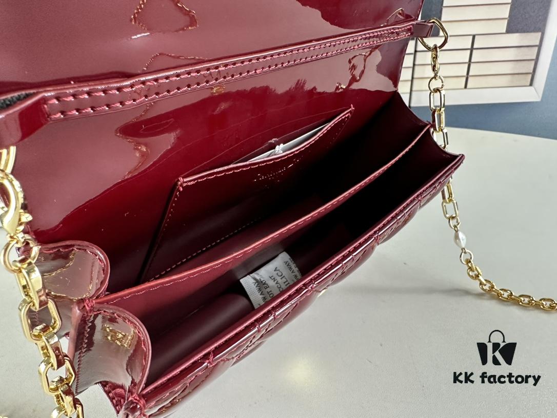 6930995e6e68136f4d9aaa30 Lacquered Lady Dior Pearl Clutch Bag with Box