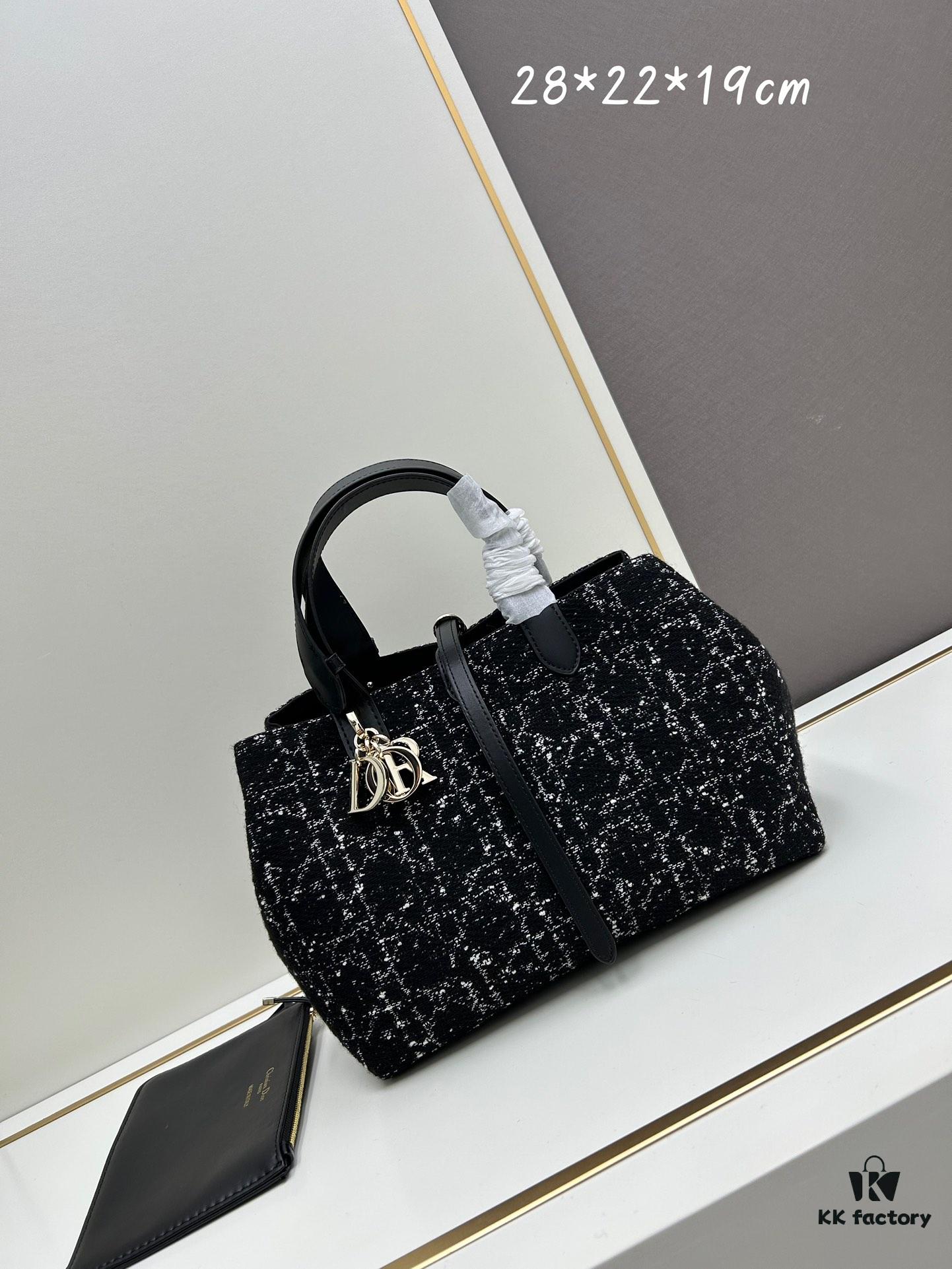 6930996a6e68136f4d9aaa44 Dior Toujours Medium Bag in Black Calfskin with Cannage Stitching