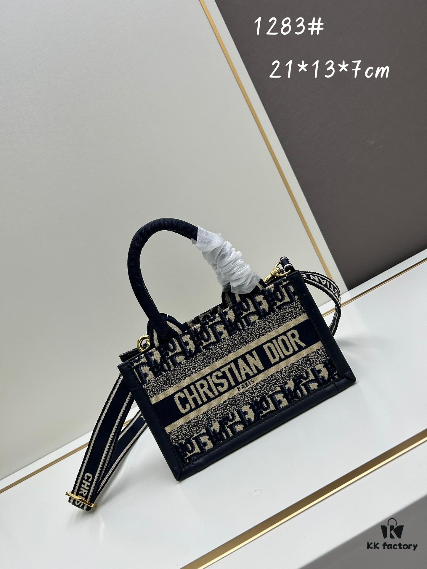 693099d66e68136f4d9aab15 Dior Book Tote Mini Bag in Navy and Beige Oblique Jacquard