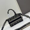 693099db6e68136f4d9aab1e Dior Book Tote Mini Bag in Navy and Beige Oblique Jacquard