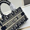 693099dd6e68136f4d9aab21 Dior Book Tote Mini Bag in Navy and Beige Oblique Jacquard