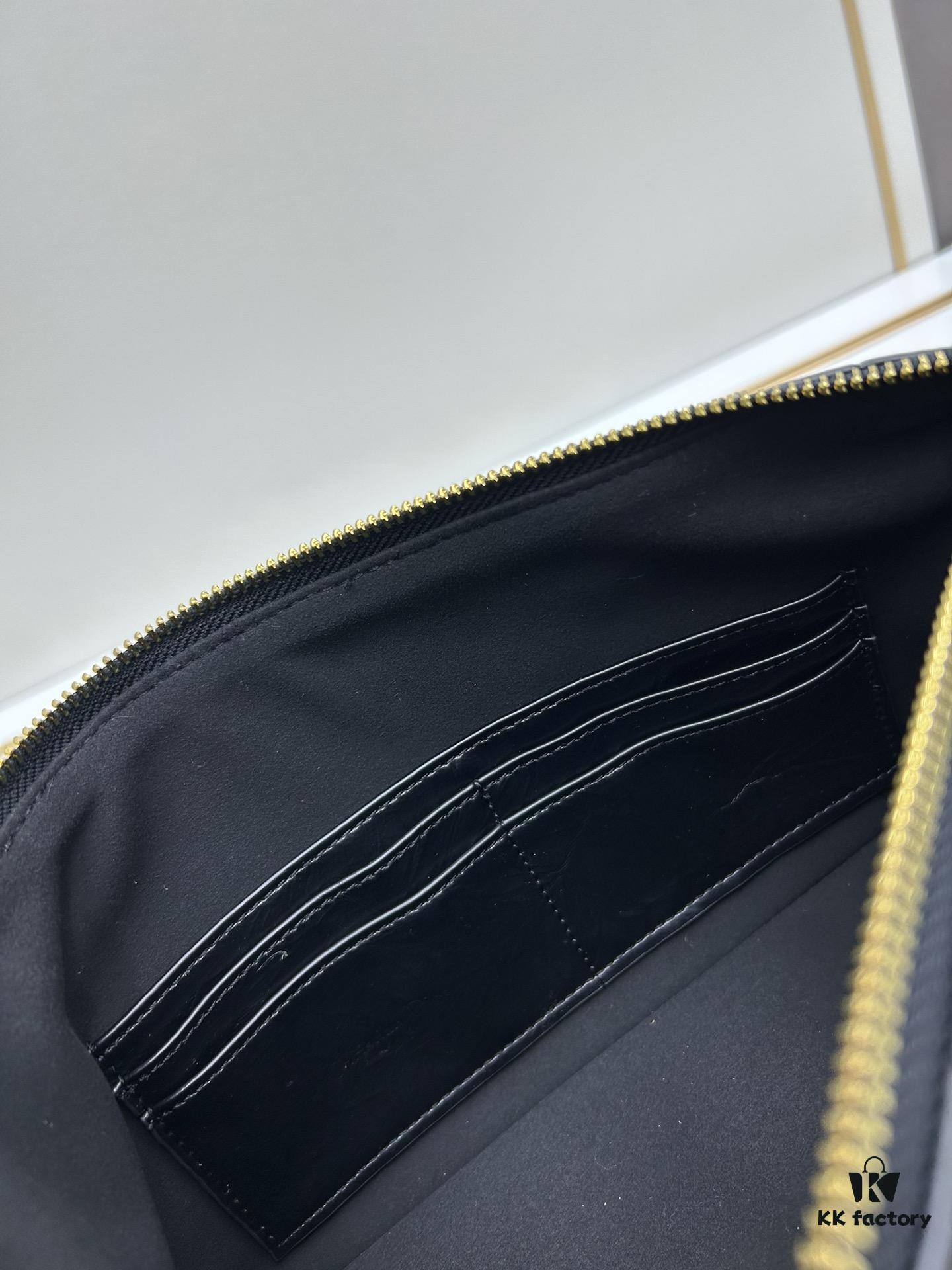 New Diorstar Hobo Chain Bag in Black Pleated Calfskin with Cannage Pattern