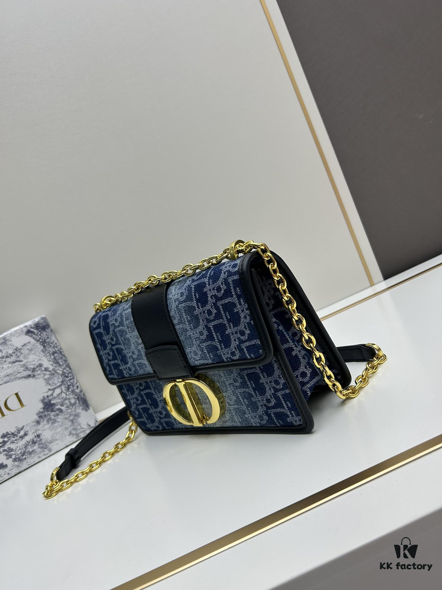 693099ea6e68136f4d9aab39 Large 30 Montaigne East-West Chain Bag in Denim Dior Oblique Jacquard