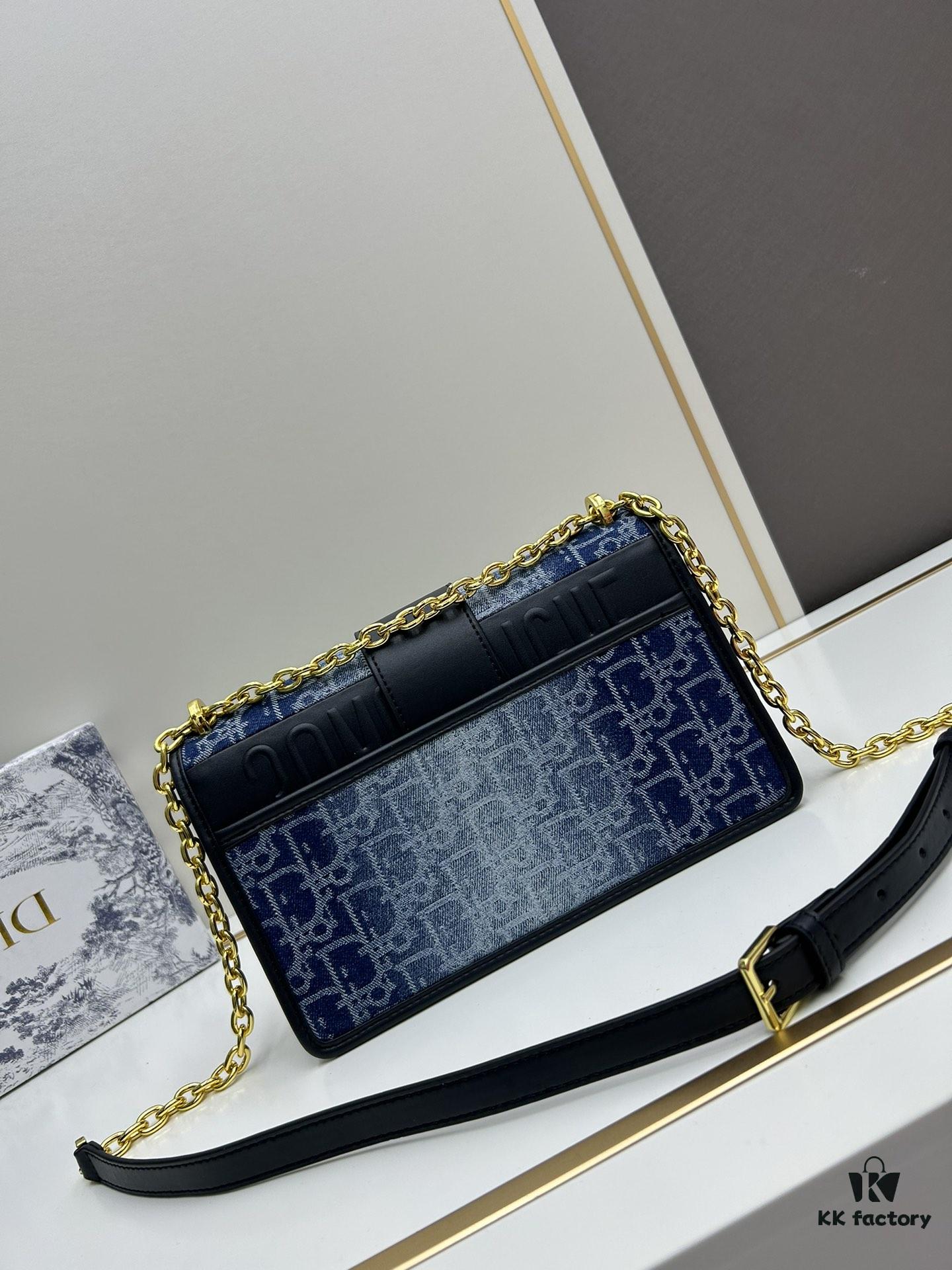 693099eb6e68136f4d9aab3a Large 30 Montaigne East-West Chain Bag in Denim Dior Oblique Jacquard