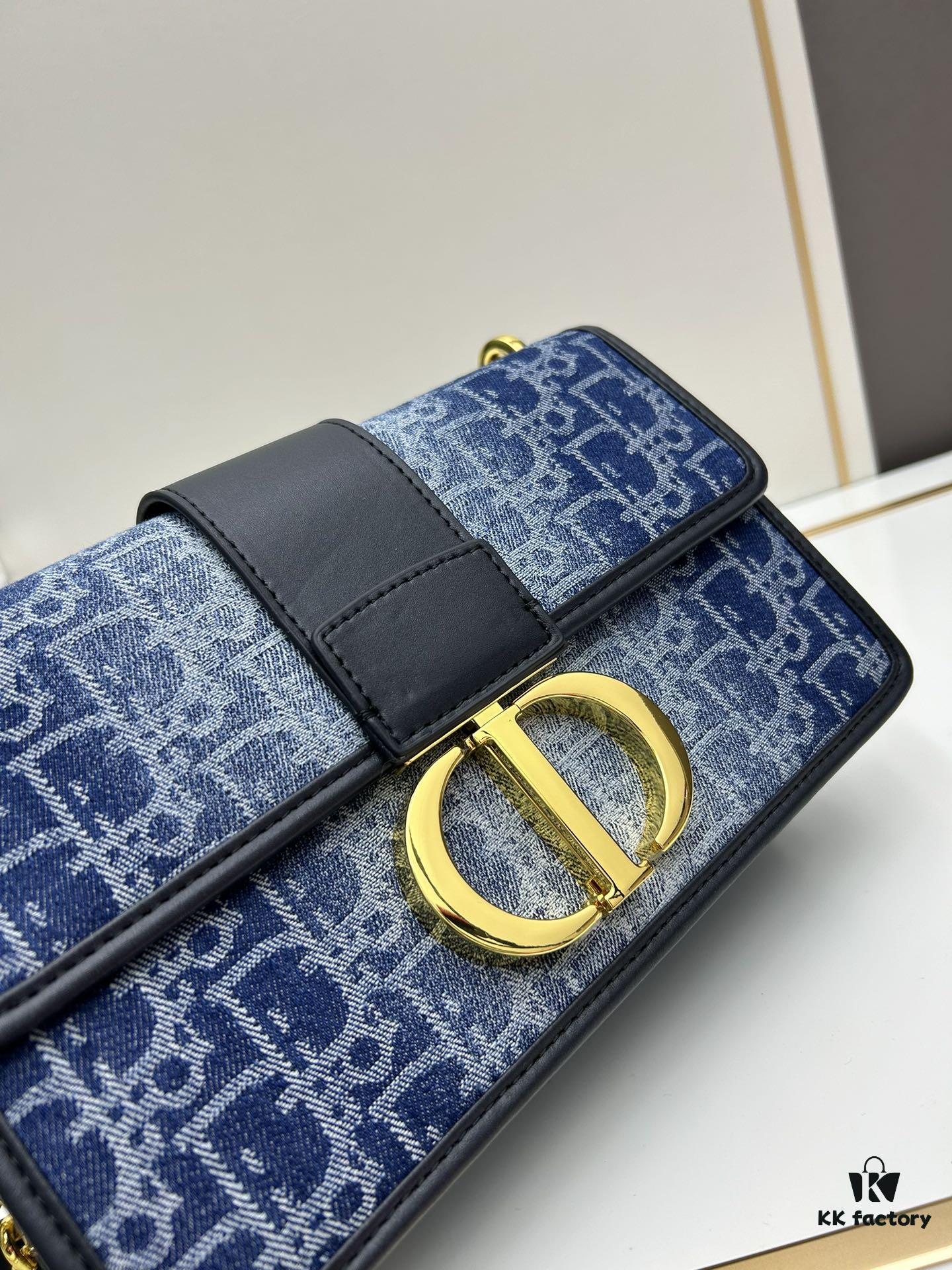 693099eb6e68136f4d9aab3c Large 30 Montaigne East-West Chain Bag in Denim Dior Oblique Jacquard