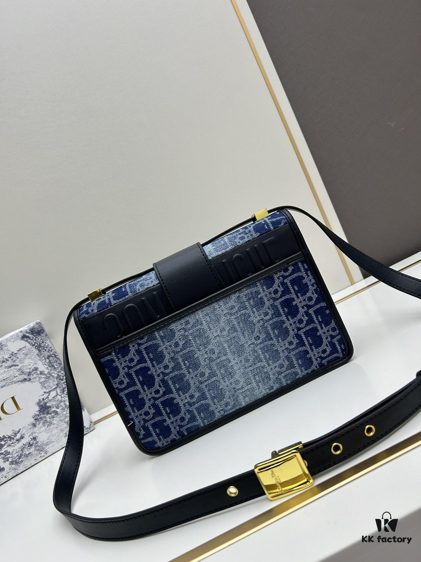 693099f56e68136f4d9aab4d Large 30 Montaigne East-West Handbag in Blue Denim Dior Oblique Jacquard