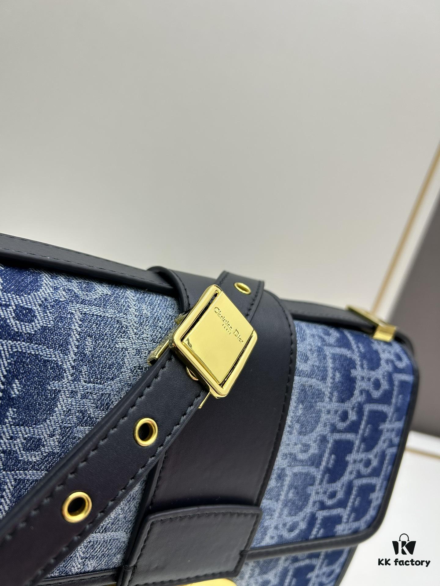 693099f56e68136f4d9aab4e Large 30 Montaigne East-West Handbag in Blue Denim Dior Oblique Jacquard