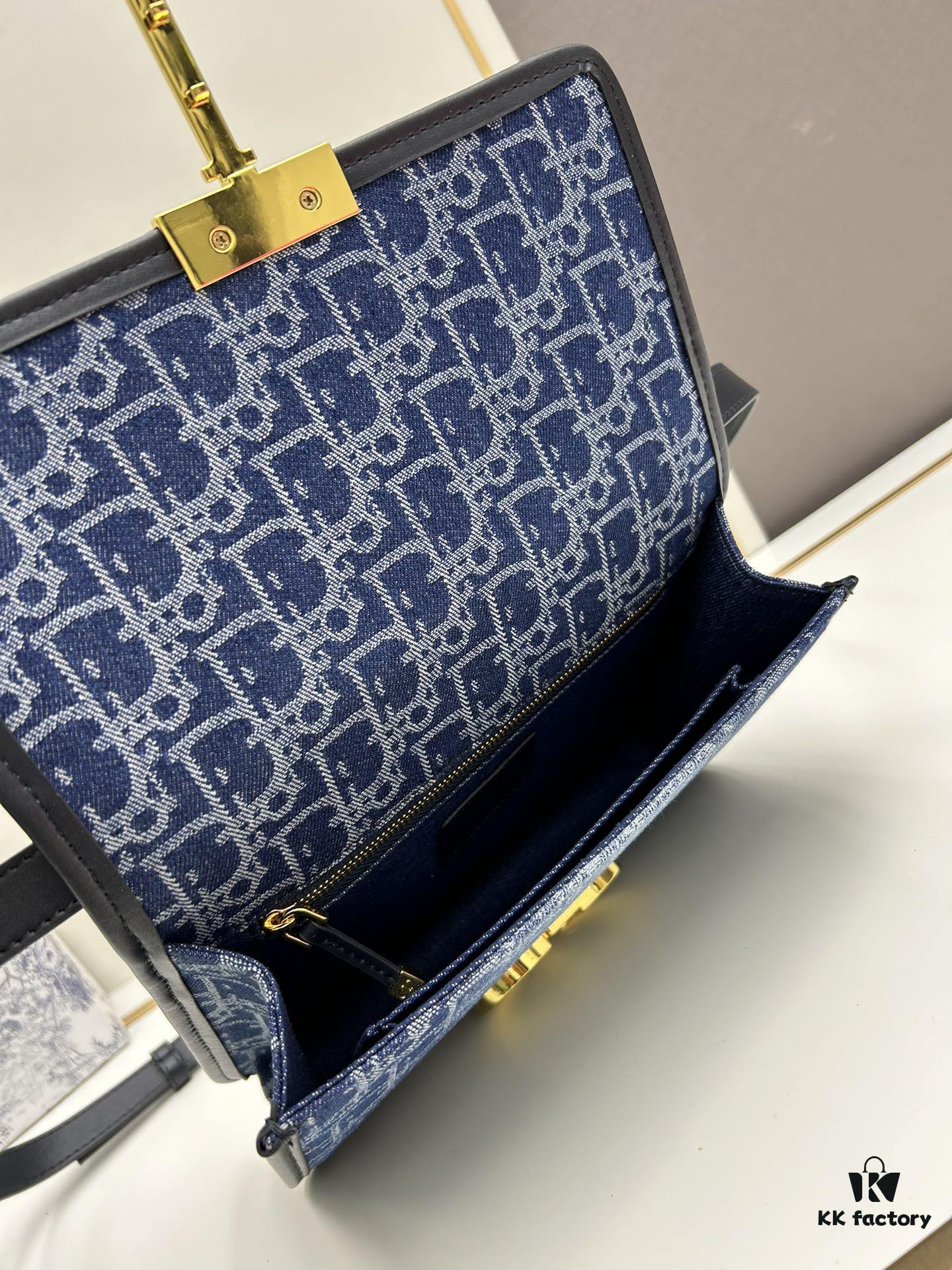 693099f66e68136f4d9aab50 Large 30 Montaigne East-West Handbag in Blue Denim Dior Oblique Jacquard
