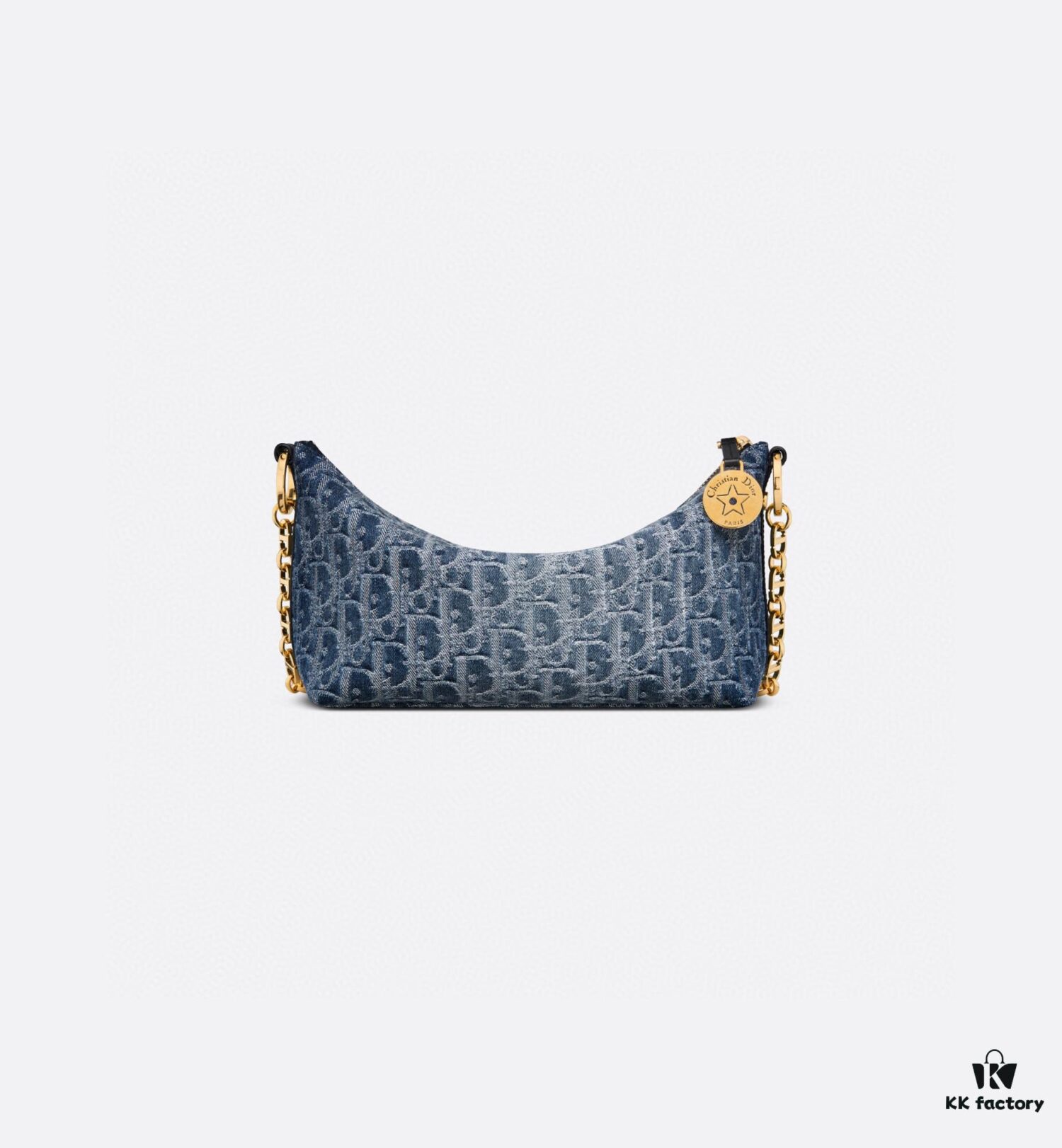 693099f76e68136f4d9aab54 Diorstar Hobo Chain Bag in Blue Denim Dior Oblique Jacquard