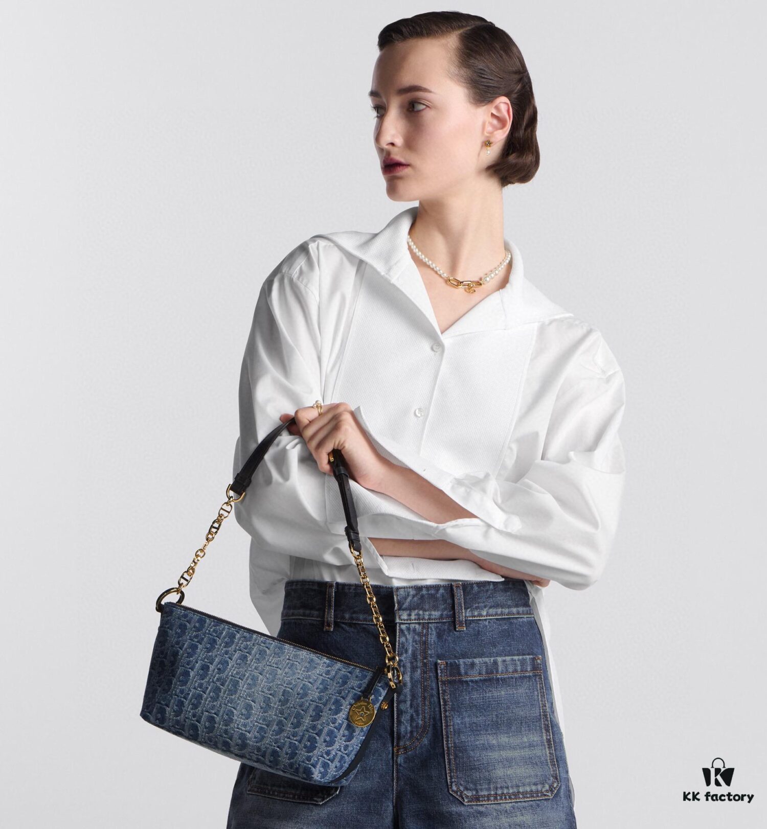 693099fa6e68136f4d9aab59 Diorstar Hobo Chain Bag in Blue Denim Dior Oblique Jacquard