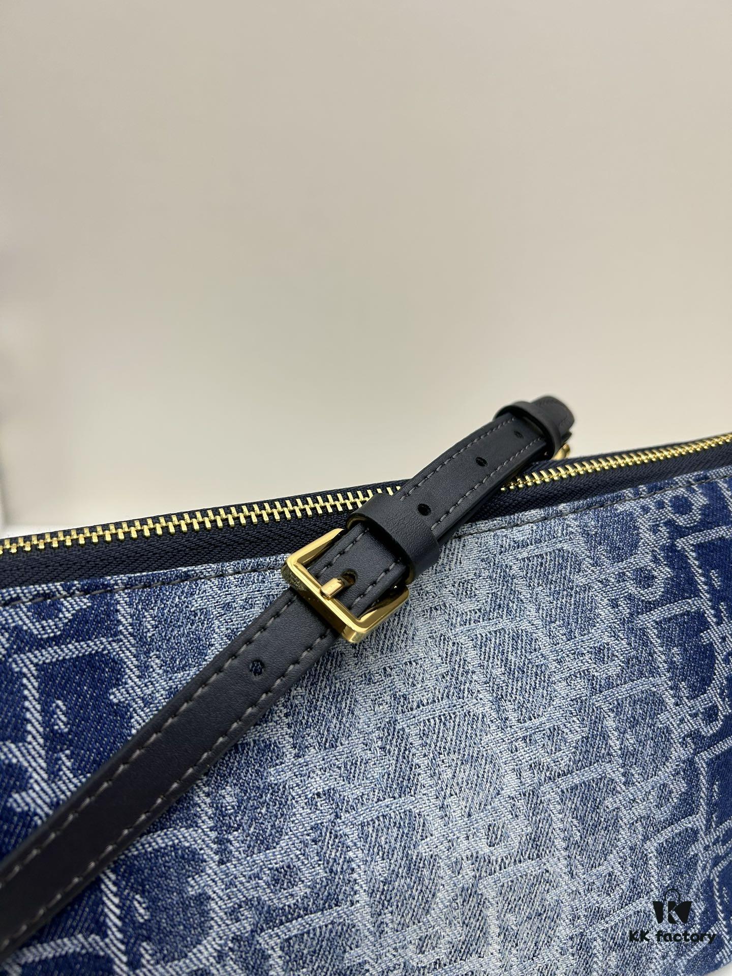 693099fd6e68136f4d9aab5f Diorstar Hobo Chain Bag in Blue Denim Dior Oblique Jacquard