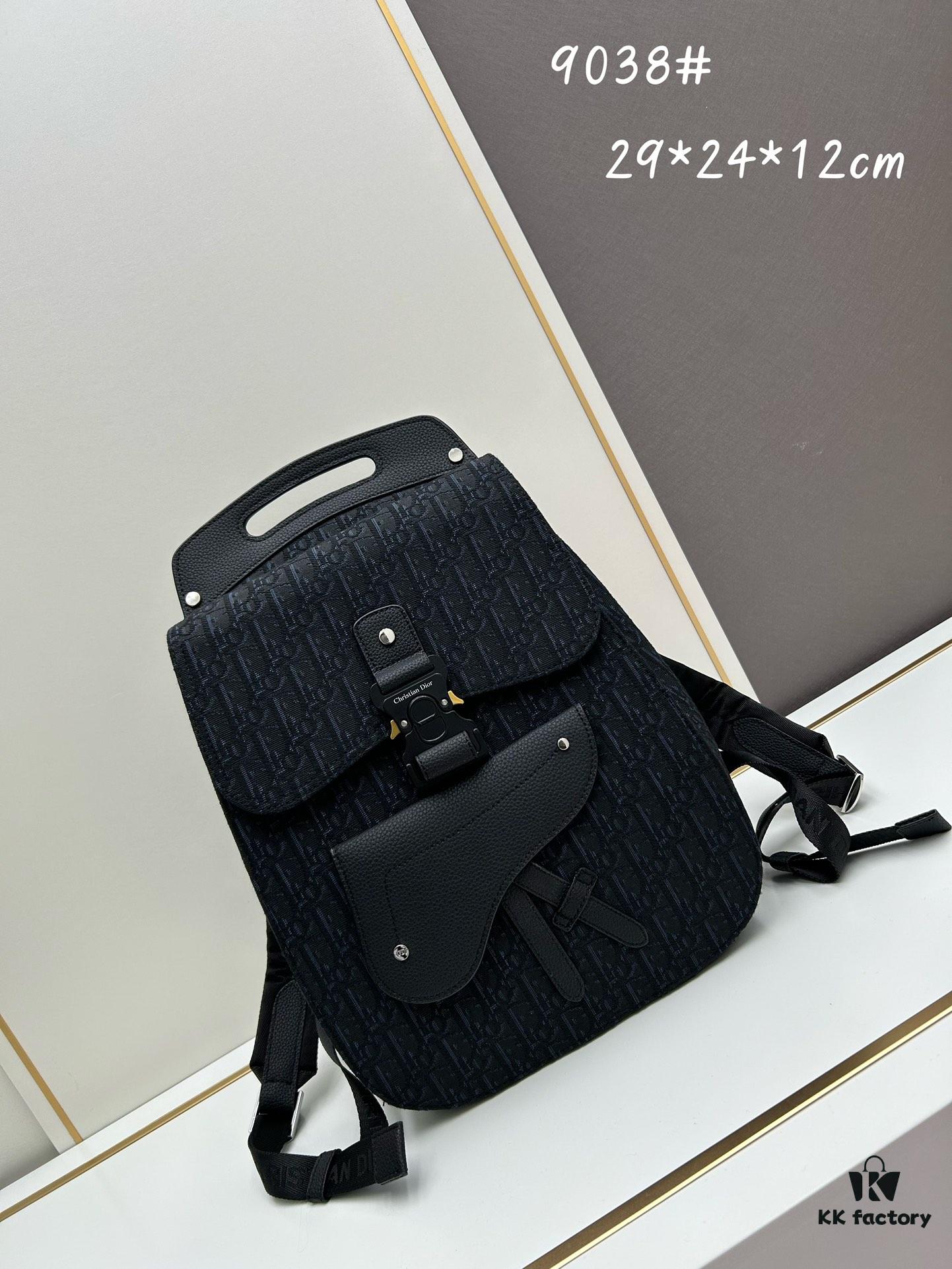 69309a036e68136f4d9aab6c Gallop Backpack in Black Grained Calfskin, Size 29x24x12, Model No. 9038