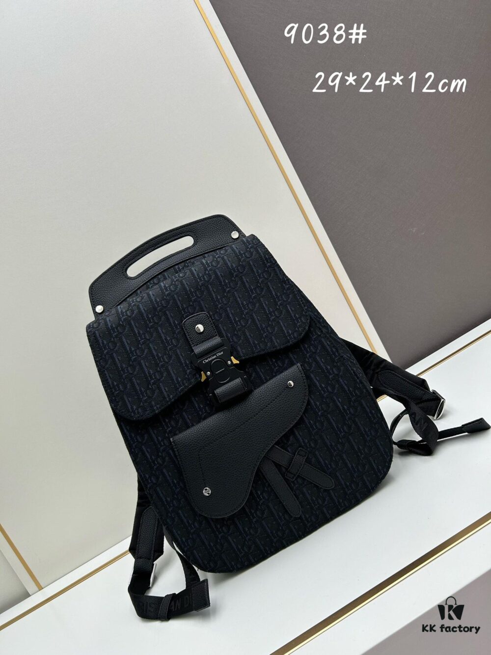 69309a086e68136f4d9aab72 Gallop Backpack in Black Grained Calfskin, Size 29x24x12, Model No. 9038
