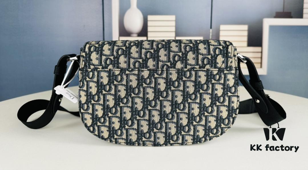 69309a676e68136f4d9aac36 Saddle Messenger Bag with Box (Beige and Black Oblique Print)