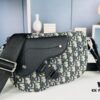 69309a686e68136f4d9aac38 Saddle Messenger Bag with Box (Beige and Black Oblique Print)