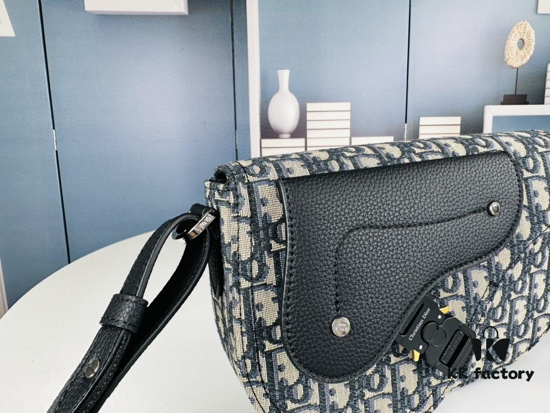 69309a766e68136f4d9aac4d Saddle Messenger Bag with Box (Beige and Black Oblique Print)