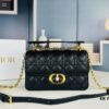 Dior Jolie Tote Bag Large Size (with Box) – Black Calfskin with Cannage Stitching and CD Detail
