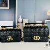 Dior Jolie Tote Bag Large Size (with Box) – Black Calfskin with Cannage Stitching and CD Detail