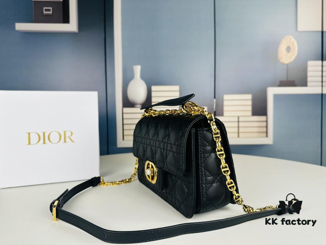Dior Jolie Tote Bag Large Size (with Box) – Black Calfskin with Cannage Stitching and CD Detail