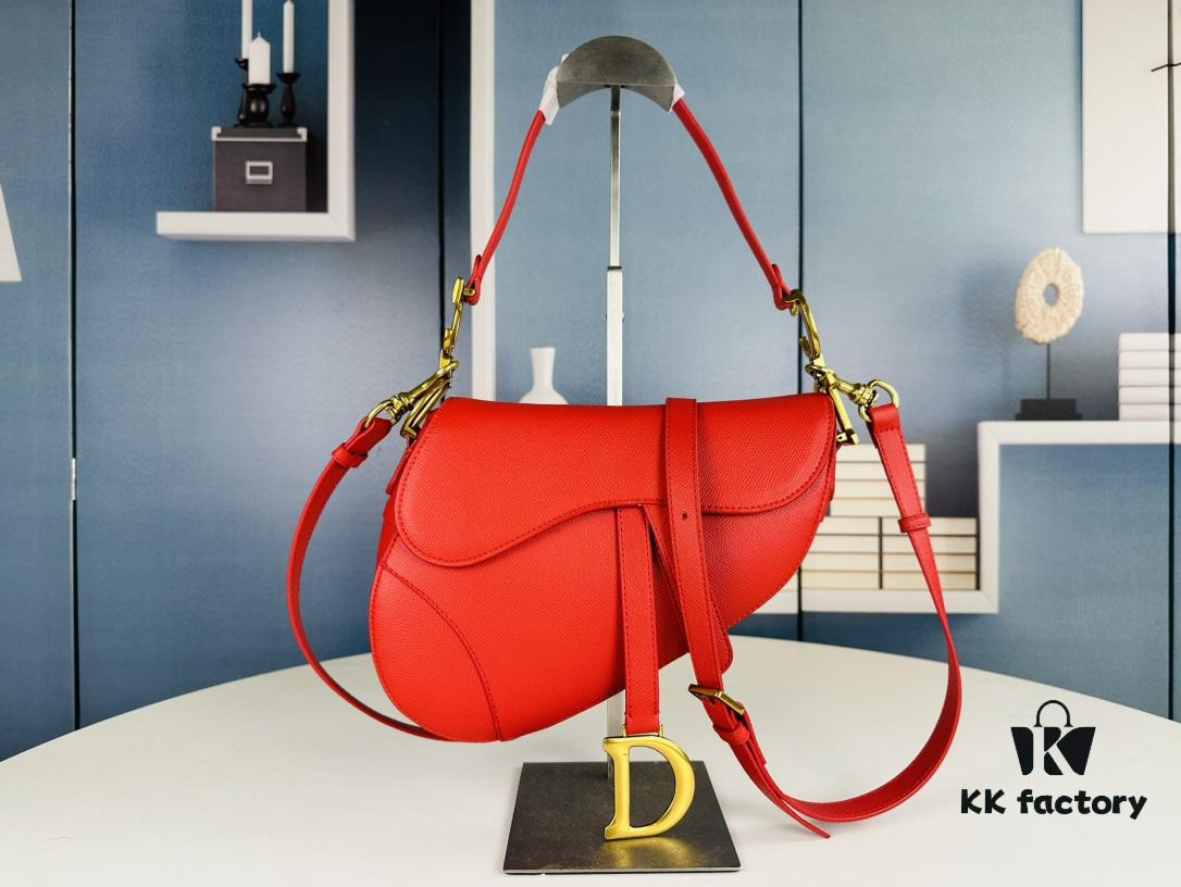 Large Size ♥️ Dior Saddle Bag, Vintage Pattern, Thin Strap, Palm Texture Series [Includes Retail Box 🎁]