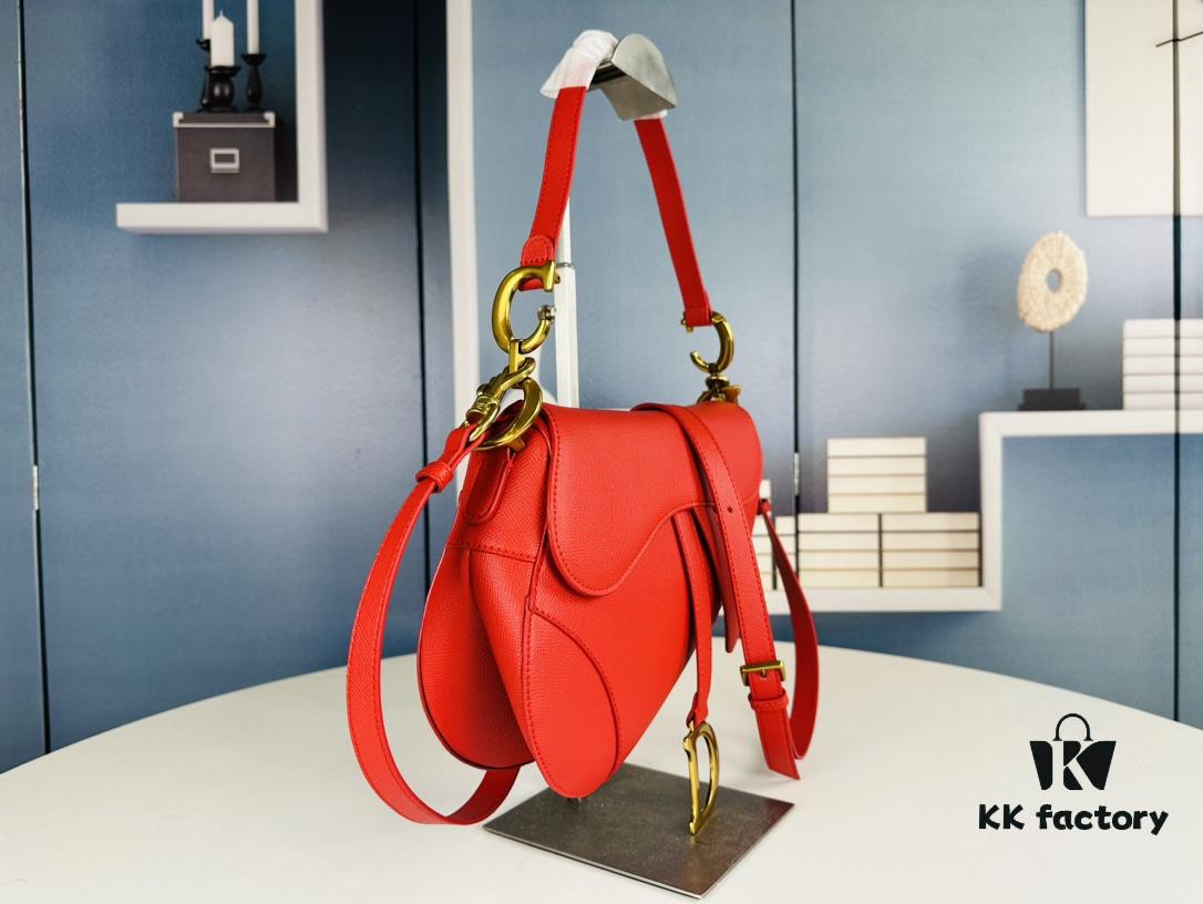 Large Size ♥️ Dior Saddle Bag, Vintage Pattern, Thin Strap, Palm Texture Series [Includes Retail Box 🎁]