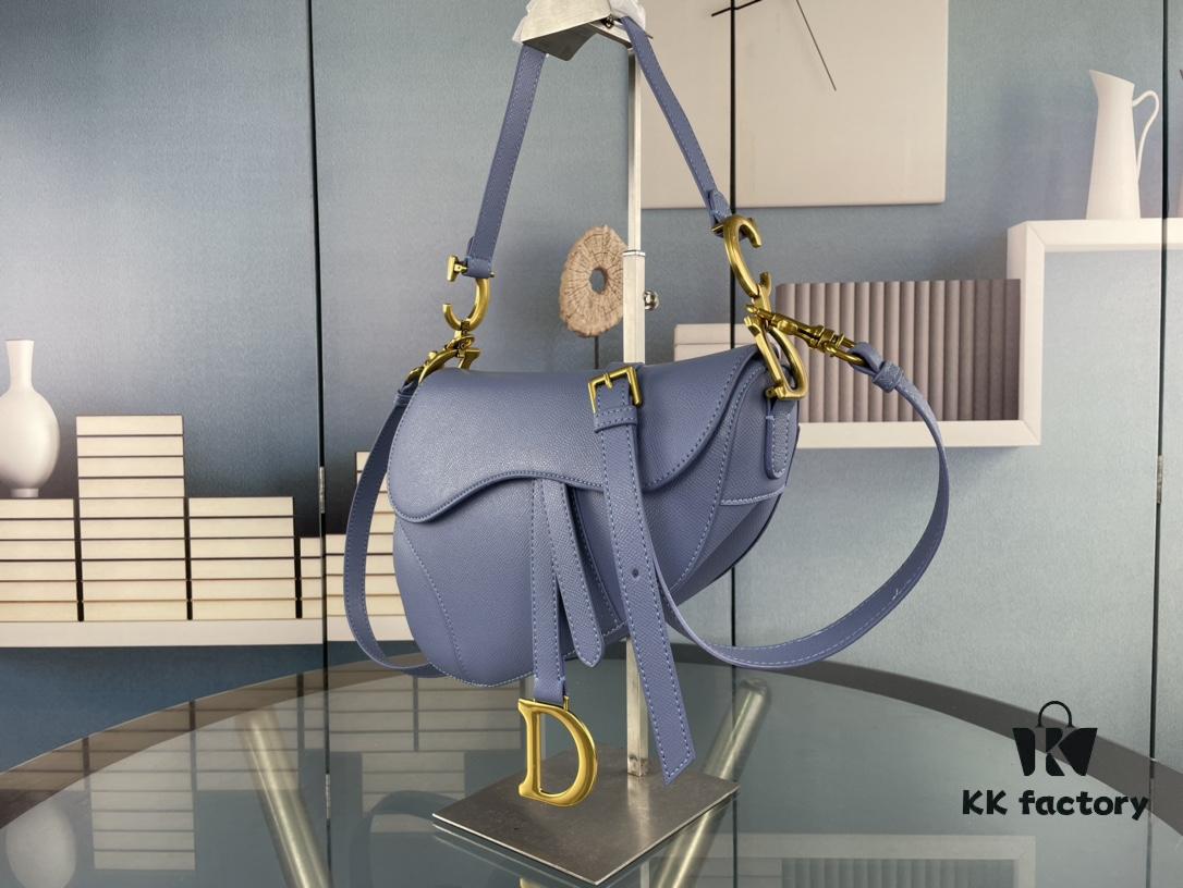 Large Size ♥️ Dior Saddle Bag, Vintage Pattern, Thin Shoulder Strap, Palm Texture Series [Includes Original Retail Box 🎁]
