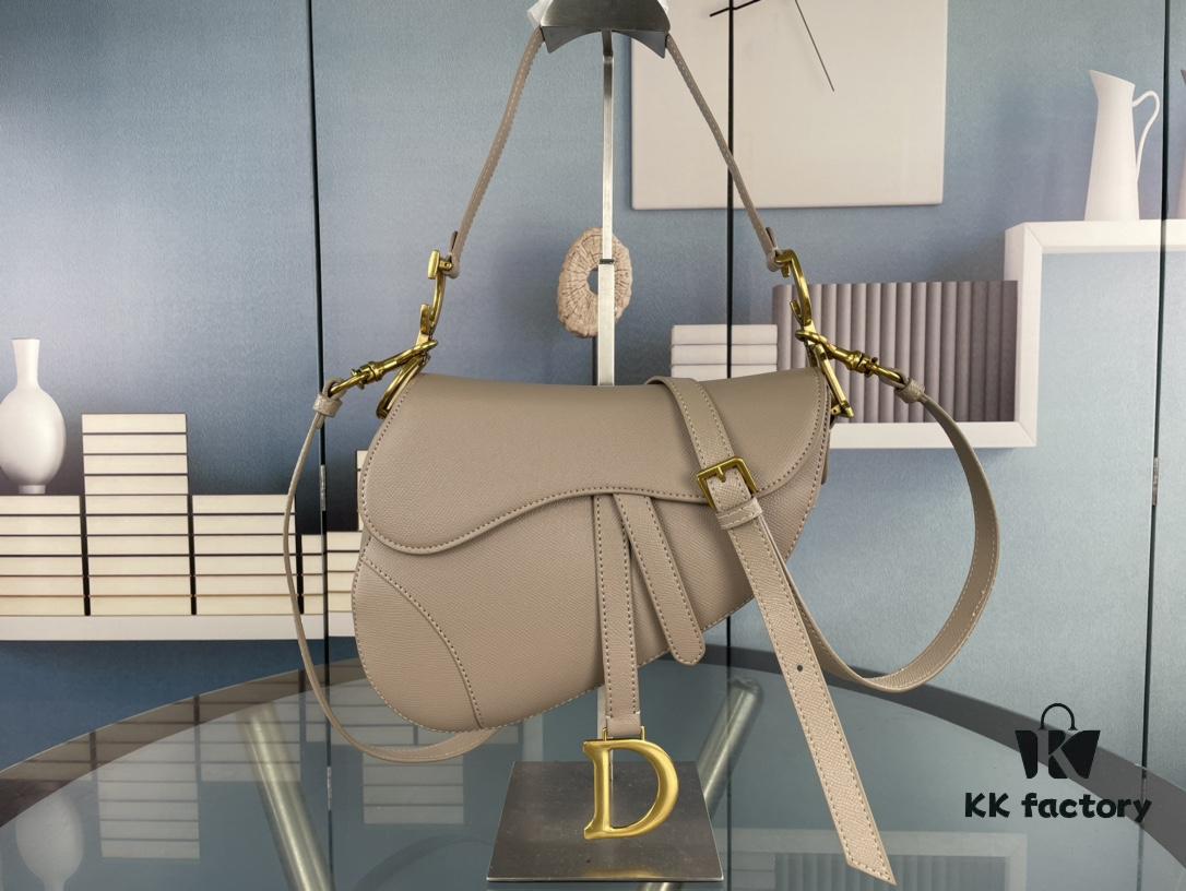 Large Size ♥️ Dior Saddle Bag, Vintage Pattern, Thin Strap, Palm Grain Series [Includes Retail Box 🎁]