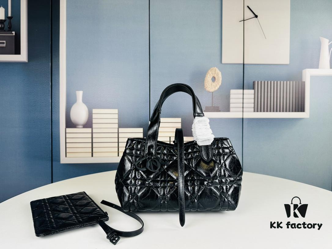 69309af86e68136f4d9aad4d Dior Toujours Small Bag in Black Calfskin with Cannage Stitching