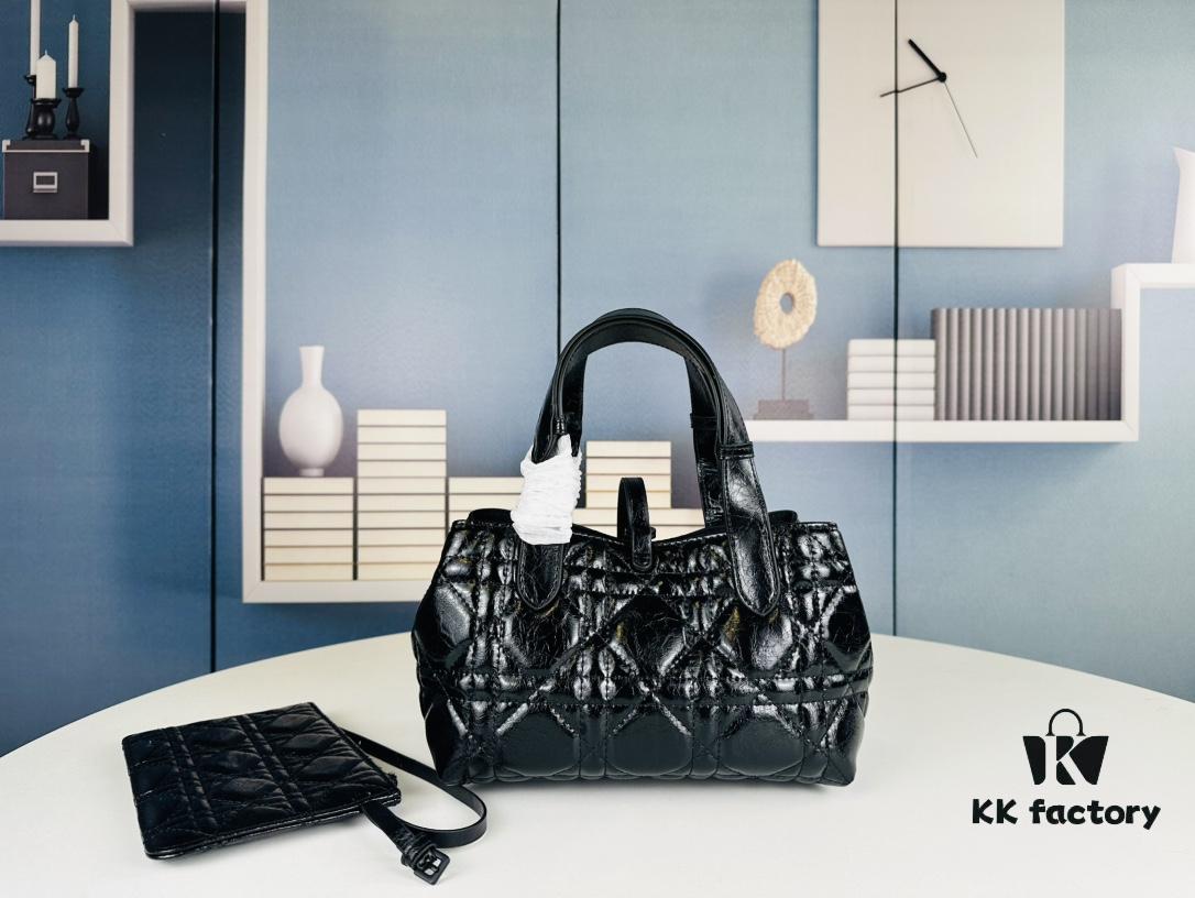 69309afa6e68136f4d9aad50 Dior Toujours Small Bag in Black Calfskin with Cannage Stitching