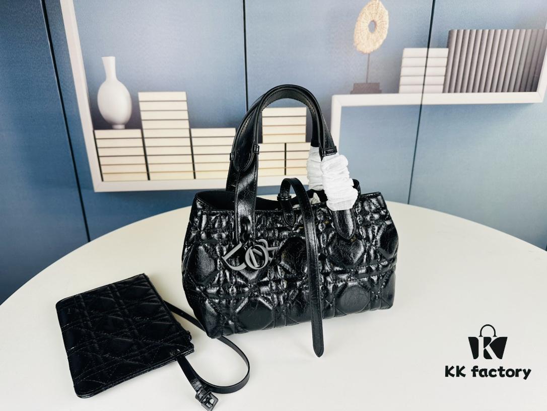 69309afb6e68136f4d9aad52 Dior Toujours Small Bag in Black Calfskin with Cannage Stitching