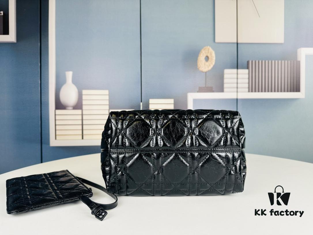 69309b026e68136f4d9aad5f Dior Toujours Small Bag in Black Calfskin with Cannage Stitching