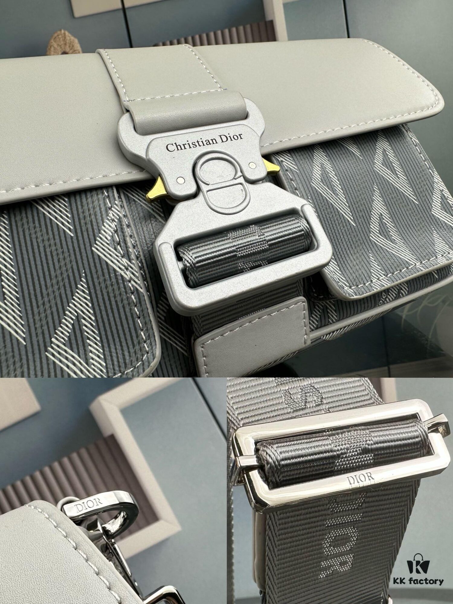 Dior Gray Black Hit the Road Bag with Shoulder Strap