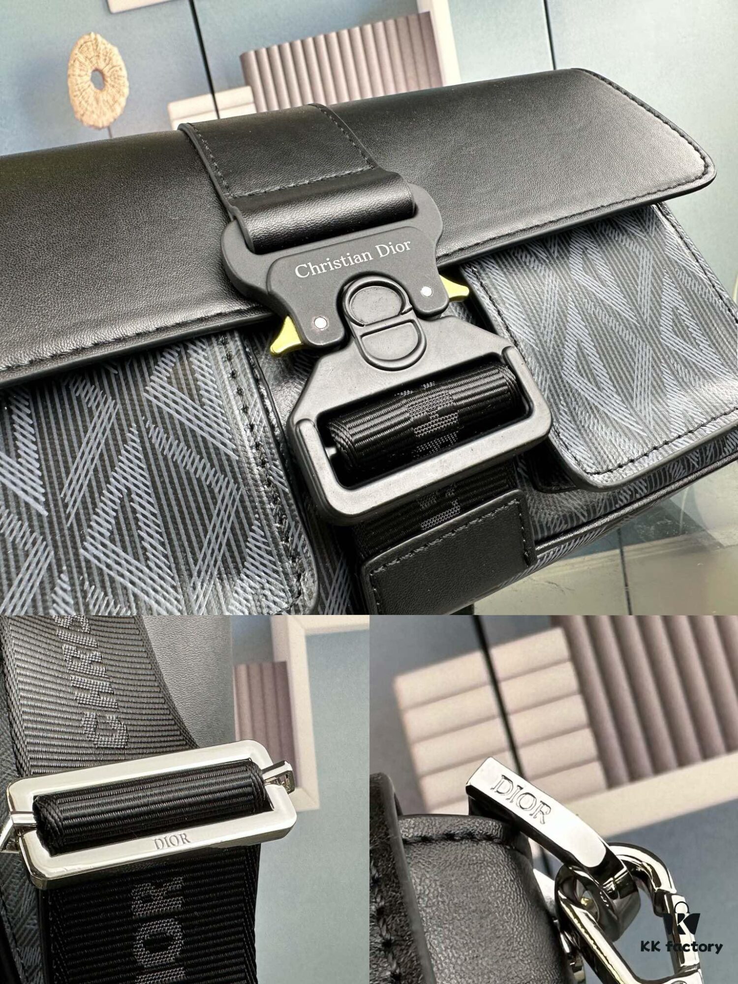 69309bf66e68136f4d9aaf42 Top-Grade Original Dior Grey Black Hit the Road Shoulder Bag