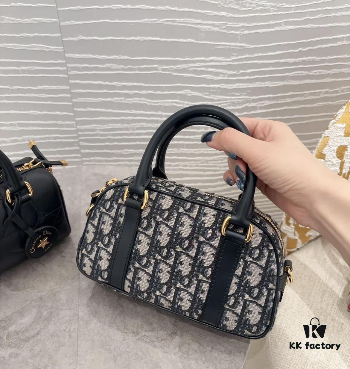 69309c686e68136f4d9ab036 New Arrival in Stock!! Dior Top Quality D-Vibe Bowling Mini Bag in Blue Oblique Print