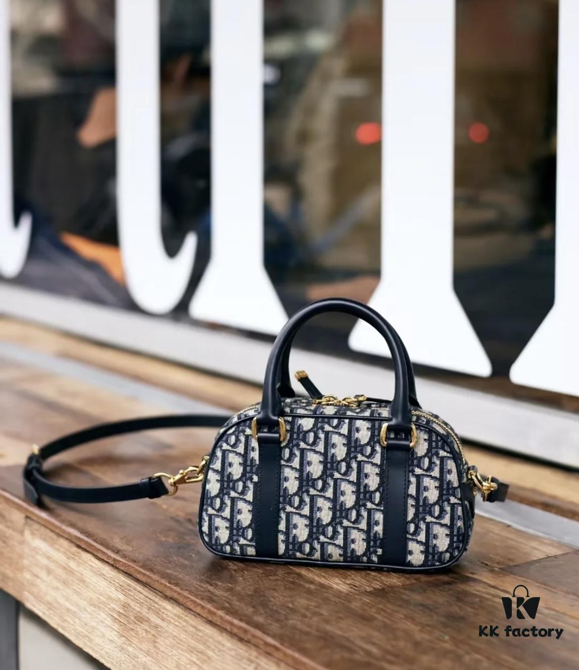69309c696e68136f4d9ab039 New Arrival in Stock!! Dior Top Quality D-Vibe Bowling Mini Bag in Blue Oblique Print