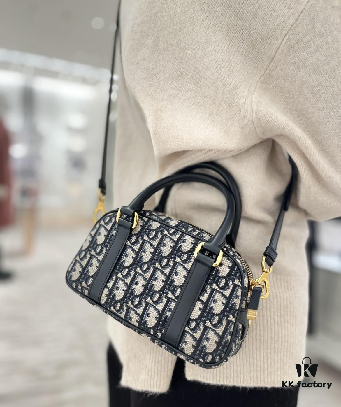 69309c6d6e68136f4d9ab03c New Arrival in Stock!! Dior Top Quality D-Vibe Bowling Mini Bag in Blue Oblique Print