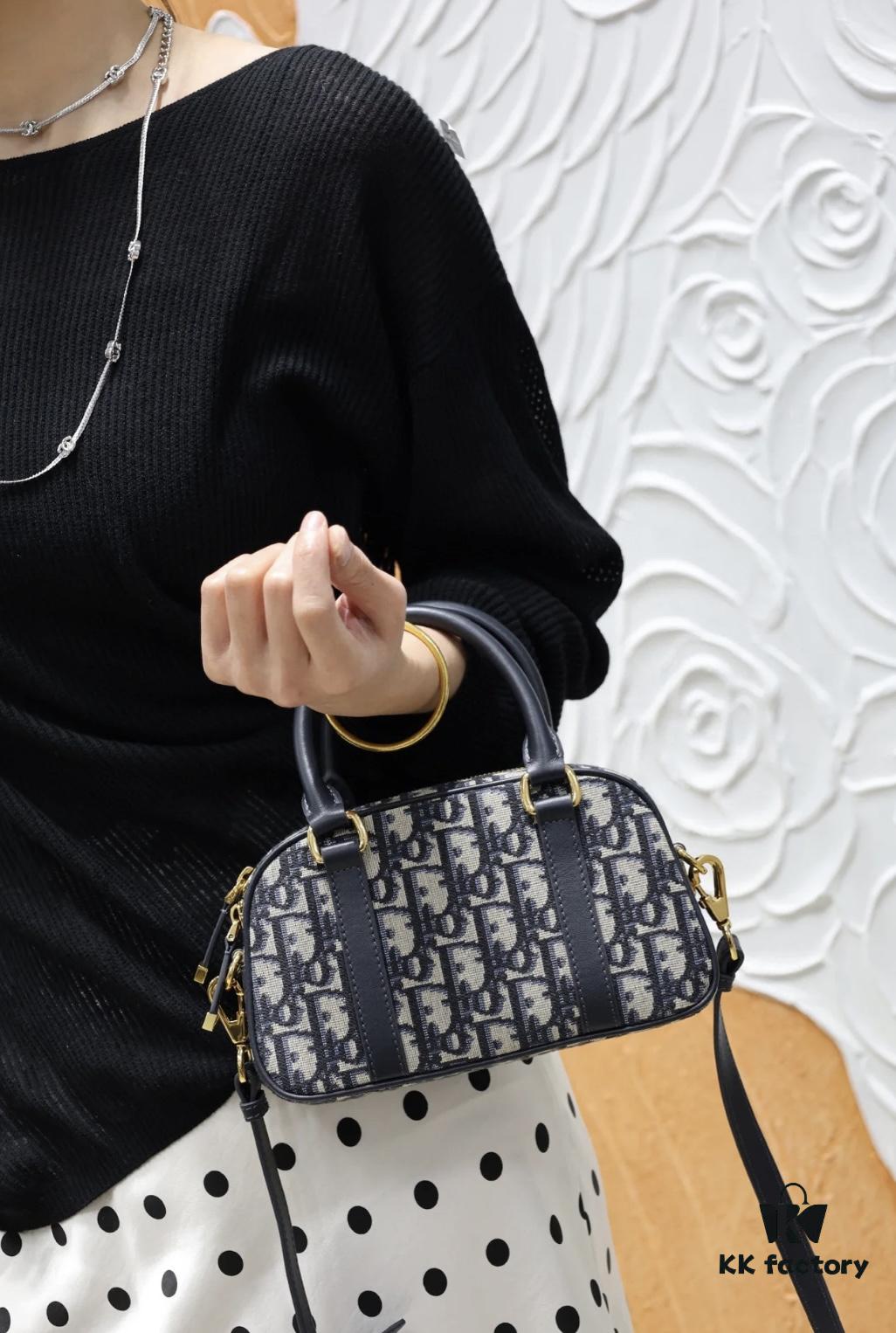 69309c6d6e68136f4d9ab03d New Arrival in Stock!! Dior Top Quality D-Vibe Bowling Mini Bag in Blue Oblique Print