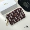 69309cb46e68136f4d9ab0b6 Dior 4779 Black and Burgundy Oblique Jacquard Canvas Wallet with Blue Calfskin Details