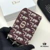 69309cb56e68136f4d9ab0b9 Dior 4779 Black and Burgundy Oblique Jacquard Canvas Wallet with Blue Calfskin Details