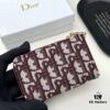 69309cb76e68136f4d9ab0bb Dior 4779 Black and Burgundy Oblique Jacquard Canvas Wallet with Blue Calfskin Details