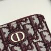 69309cb86e68136f4d9ab0bc Dior 4779 Black and Burgundy Oblique Jacquard Canvas Wallet with Blue Calfskin Details
