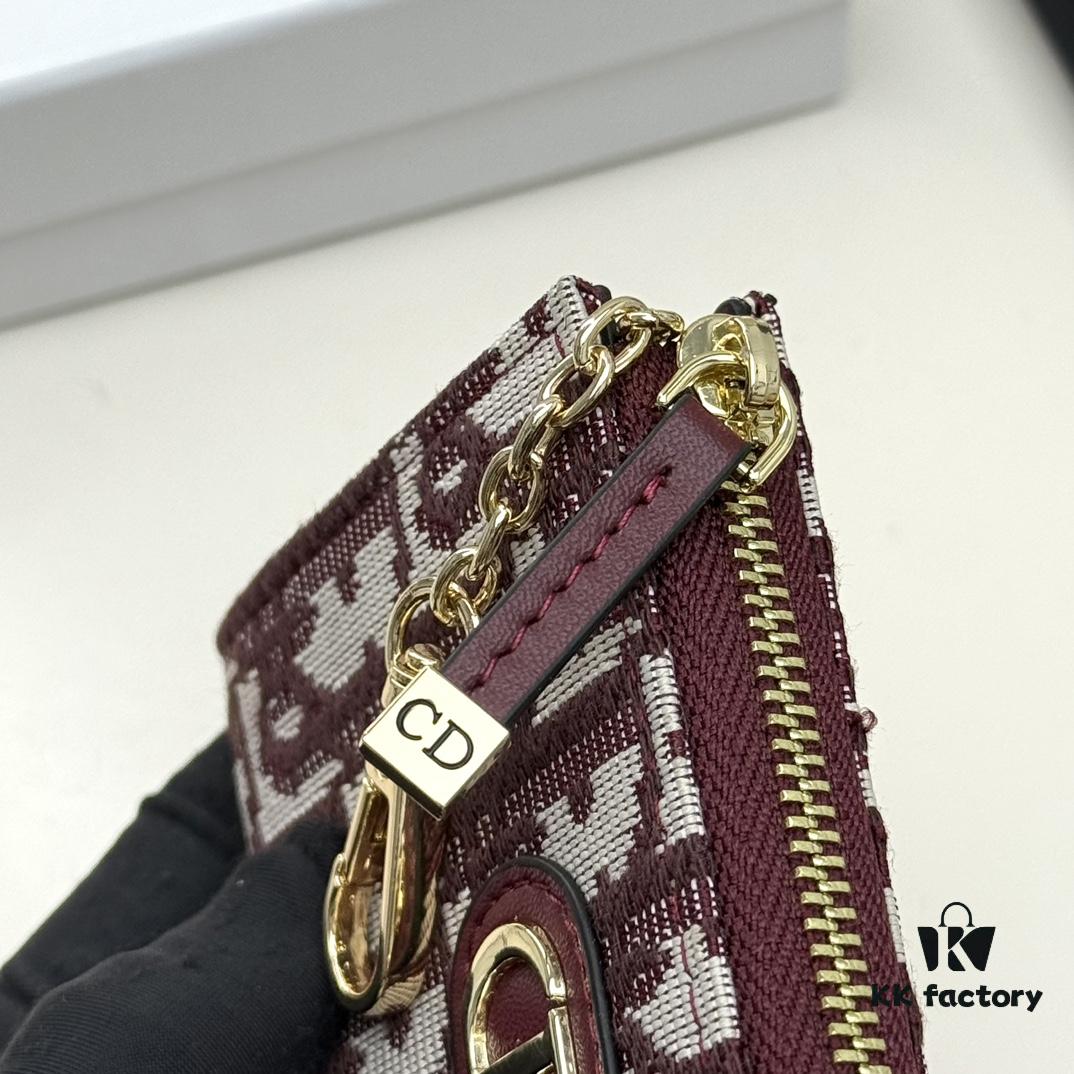 69309cb86e68136f4d9ab0be Dior 4779 Black and Burgundy Oblique Jacquard Canvas Wallet with Blue Calfskin Details