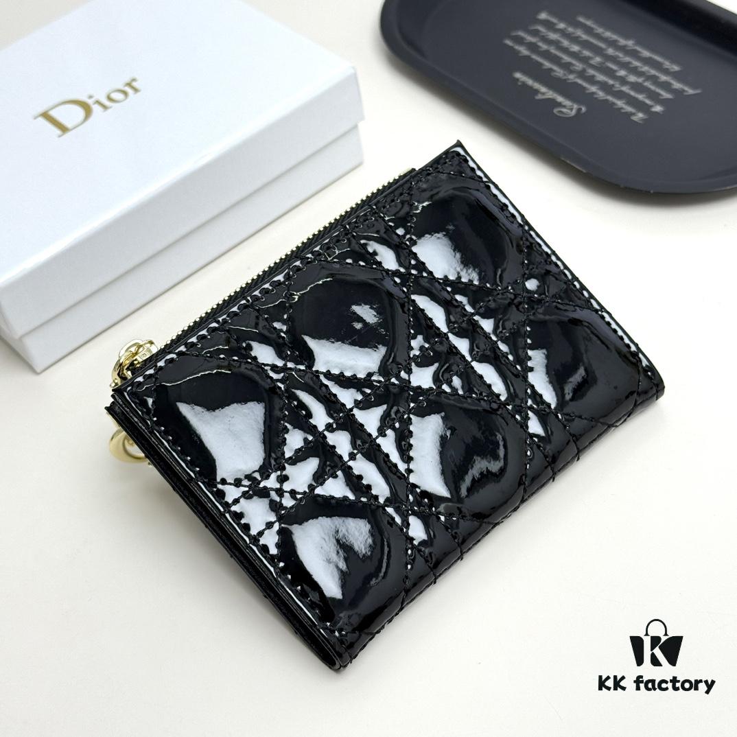 Dior 797 Black and Burgundy Small Leather Wallet