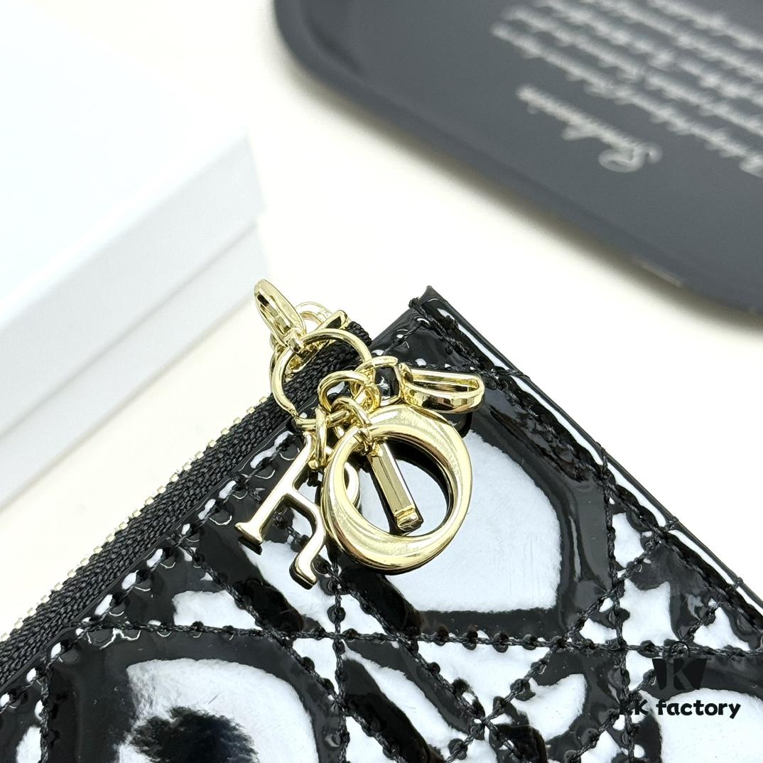 Dior 797 Black and Burgundy Small Leather Wallet