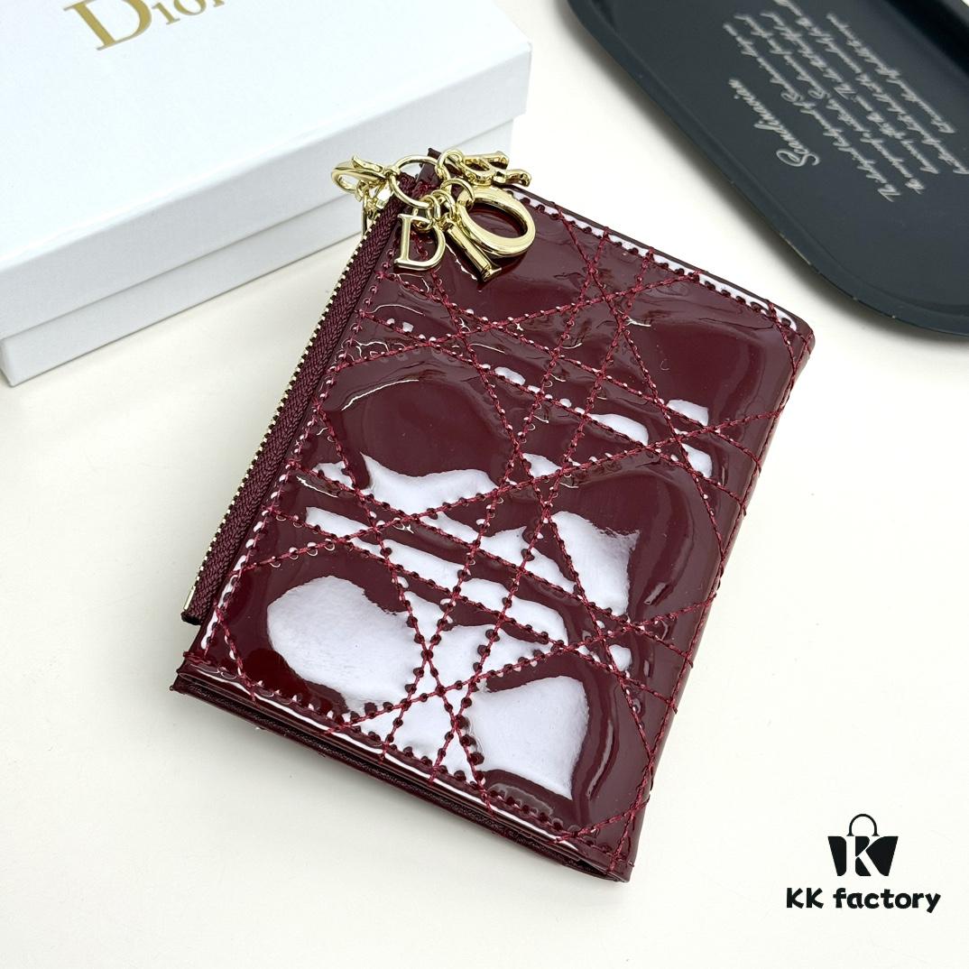 69309cc66e68136f4d9ab0da Dior 797 Black and Burgundy Small Leather Wallet