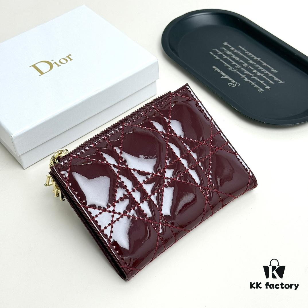 69309cc66e68136f4d9ab0db Dior 797 Black and Burgundy Small Leather Wallet