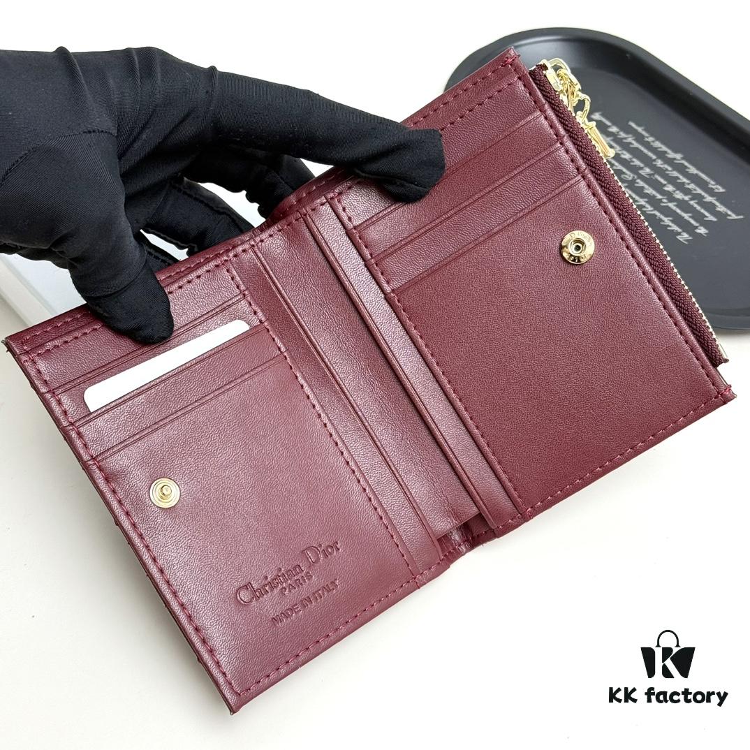 69309cc86e68136f4d9ab0df Dior 797 Black and Burgundy Small Leather Wallet