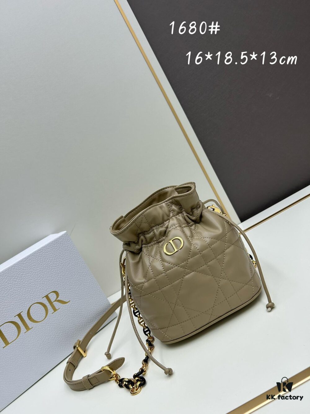69309ced6e68136f4d9ab11c Dior Jolie Bucket Bag in Black Calfskin with Cannage Stitching, 2025 New Arrival