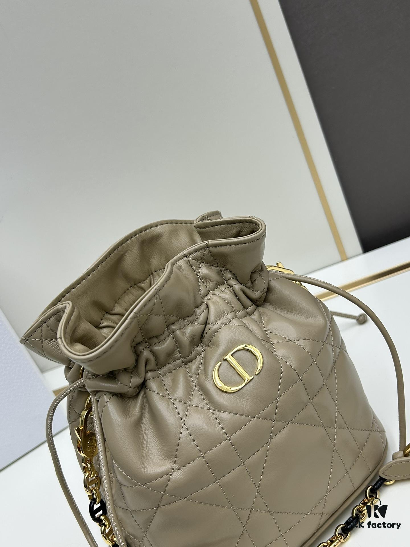 69309ced6e68136f4d9ab11e Dior Jolie Bucket Bag in Black Calfskin with Cannage Stitching, 2025 New Arrival